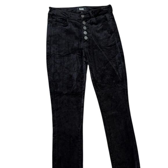 Paige Hoxton Ankle Peg Velvet Pants in Black Overdye with exposed buttons - Picture 5 of 8